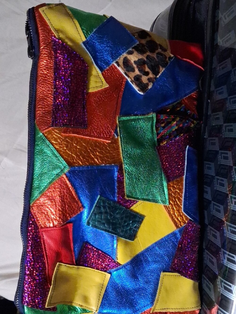 Multicolor Patchwork Statement Clutch - Vibrant Color Block Design - Picture 3 of 4